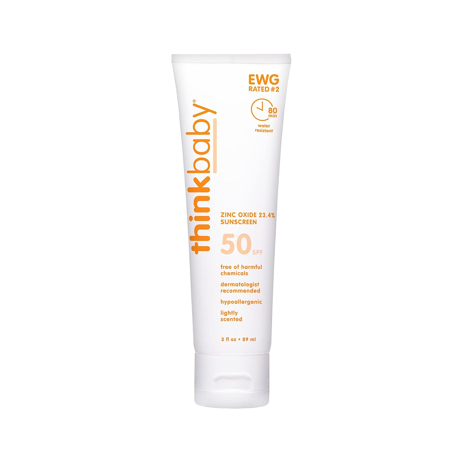 Thinkbaby SPF 50+ Baby Sunscreen – Safe, Natural Sunblock for Babies - Water Resistant Sun Cream – Broad Spectrum UVA/UVB Sun Protection – Vegan Mineral Sun Lotion, 6oz - Image 1